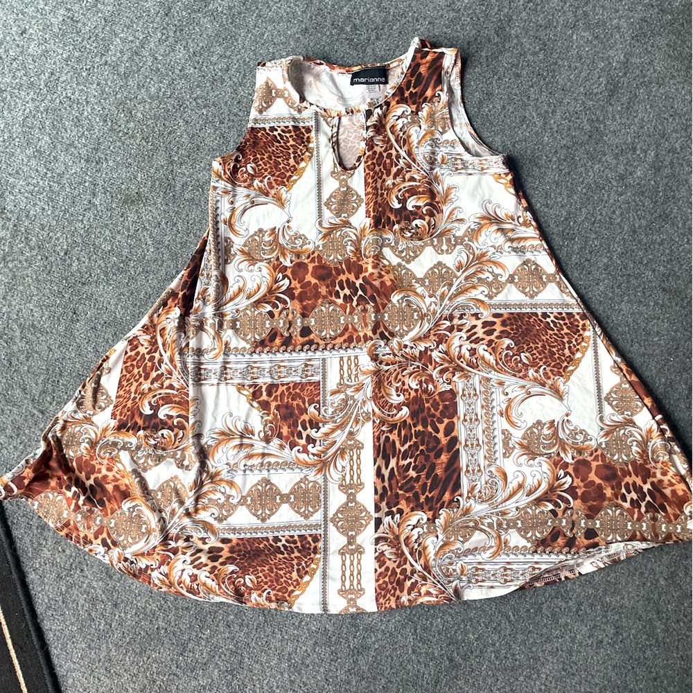 Marianne Polyester/ spandex Leopard print swing dress size Large